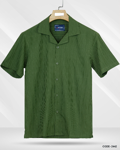 Bubble Stripe Cuban Collar Shirt